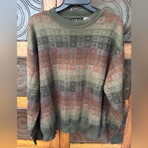 Vintage Mens Sweater XL Cotton Traders Multicolor Geometric Wool Blend